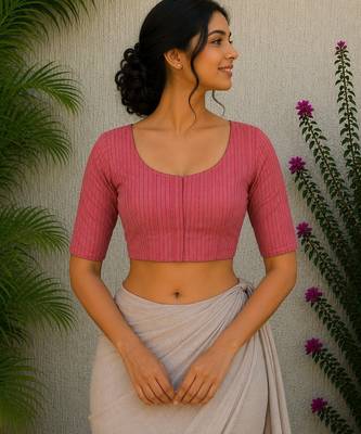 Pink premium cotton handblock printed blouse 1
