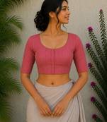 Pink premium cotton handblock printed blouse