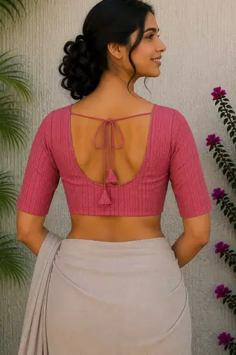 Pink premium cotton handblock printed blouse