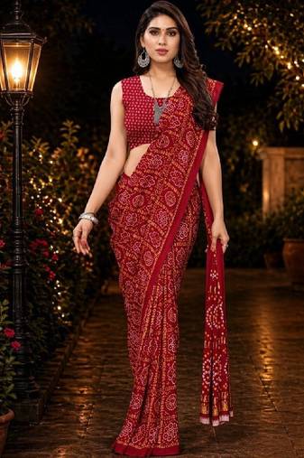 Bandhani poly georgette leheriya saree