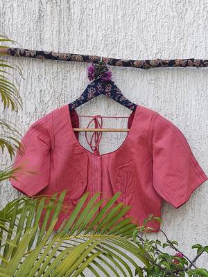 Pink premium cotton handblock printed blouse 3