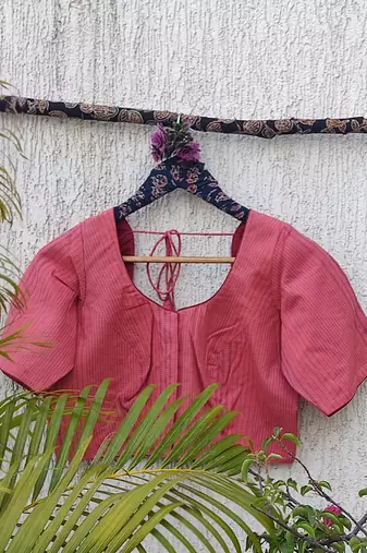 Pink premium cotton handblock printed blouse