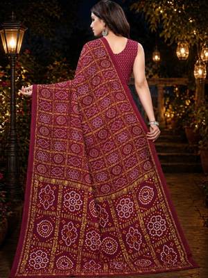 Bandhani poly georgette leheriya saree 2