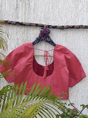 Pink premium cotton handblock printed blouse 4