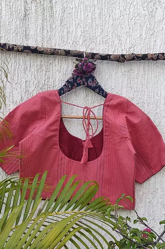 Pink premium cotton handblock printed blouse