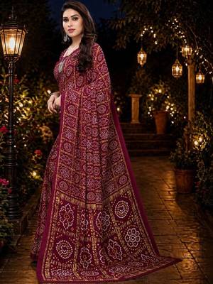 Bandhani poly georgette leheriya saree 4