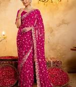 Bandhani embroidered pure georgette fusion bandhani saree