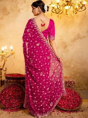 Bandhani embroidered pure georgette fusion bandhani saree 3