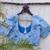Sky blue premium cotton handblock printed blouse
