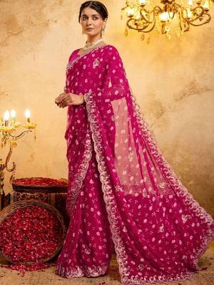 Bandhani embroidered pure georgette fusion bandhani saree 4