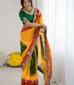 Bandhani embroidered pure georgette fusion bandhani saree