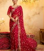 Bandhani embroidered pure georgette fusion bandhani saree