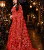 Bandhani poly georgette leheriya saree