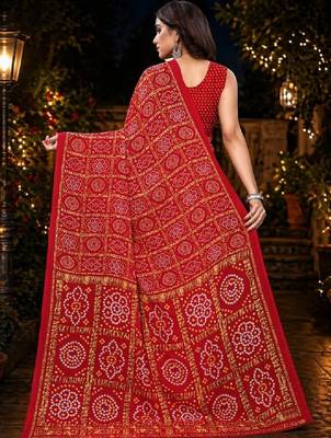Bandhani poly georgette leheriya saree 2