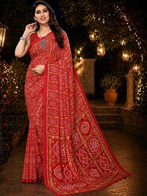 Bandhani poly georgette leheriya saree 4