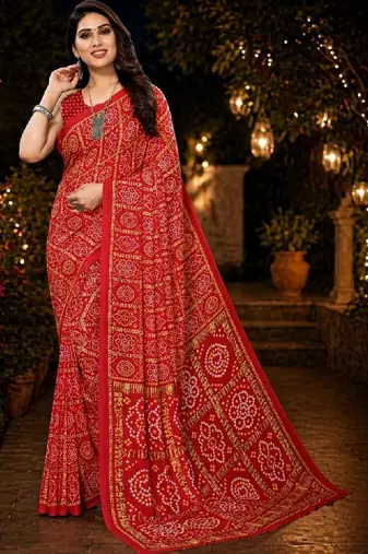 Bandhani poly georgette leheriya saree
