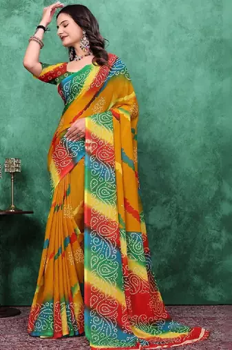 Bandhani poly georgette bandhani saree