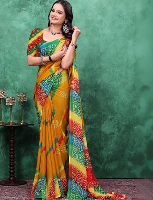 Bandhani poly georgette bandhani saree 4