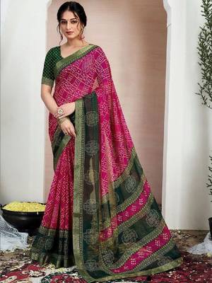 Bandhani pure chiffon fusion bandhani saree 1