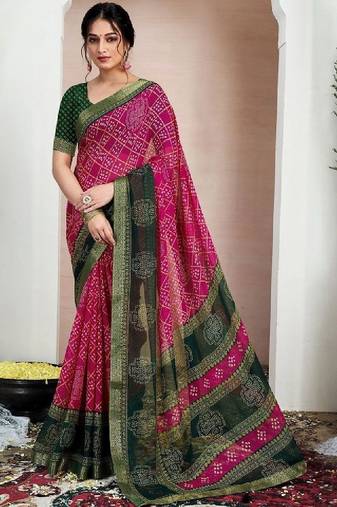 Bandhani pure chiffon fusion bandhani saree