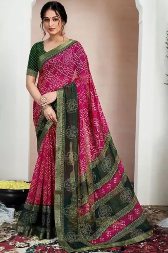 Bandhani pure chiffon fusion bandhani saree