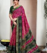 Bandhani pure chiffon fusion bandhani saree