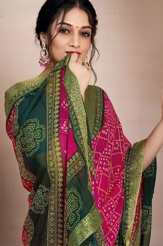Bandhani pure chiffon fusion bandhani saree