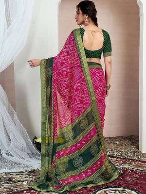 Bandhani pure chiffon fusion bandhani saree 3