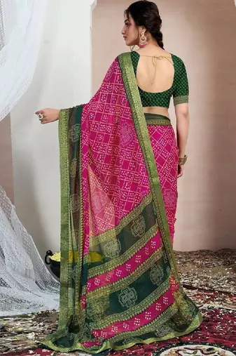 Bandhani pure chiffon fusion bandhani saree
