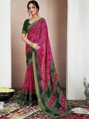 Bandhani pure chiffon fusion bandhani saree 4