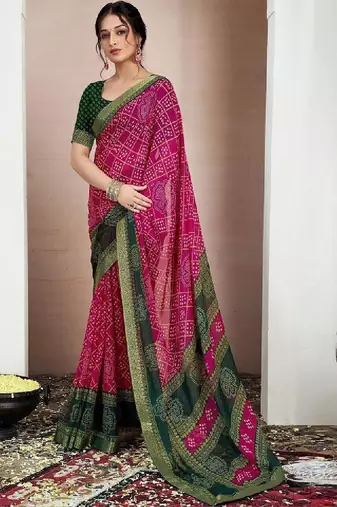 Bandhani pure chiffon fusion bandhani saree