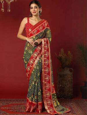 Bandhani zari pure georgette fusion bandhani saree 1