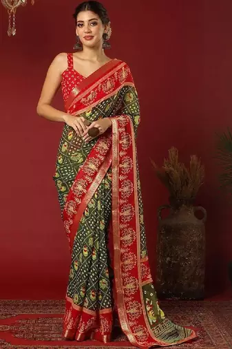 Bandhani zari pure georgette fusion bandhani saree