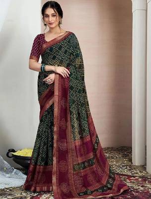 Bandhani pure chiffon fusion bandhani saree 1