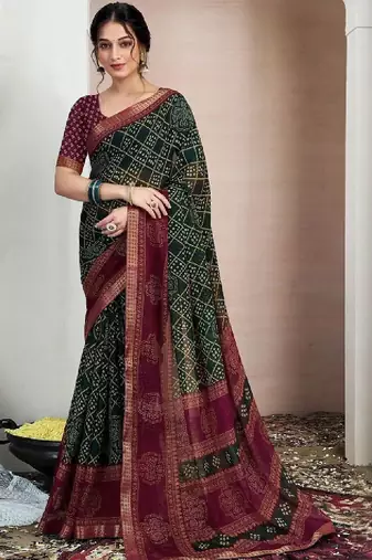 Bandhani pure chiffon fusion bandhani saree