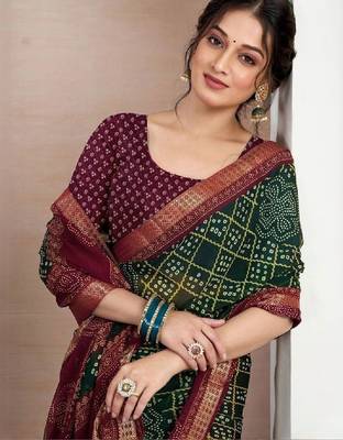 Bandhani pure chiffon fusion bandhani saree 2