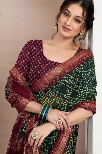 Bandhani pure chiffon fusion bandhani saree