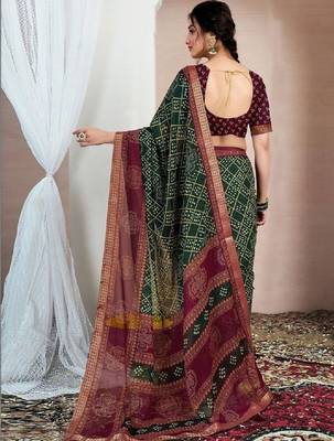 Bandhani pure chiffon fusion bandhani saree 3