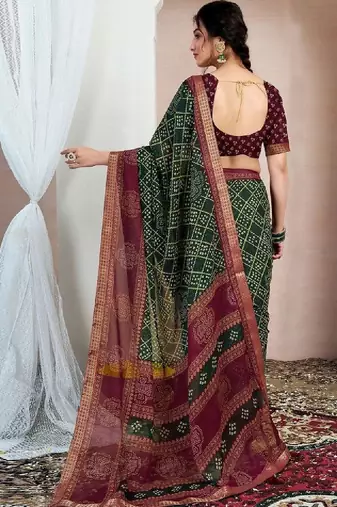 Bandhani pure chiffon fusion bandhani saree