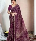 Bandhani zari pure chiffon fusion bandhani saree