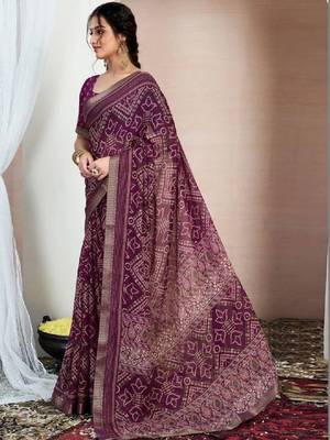 Bandhani zari pure chiffon fusion bandhani saree 2