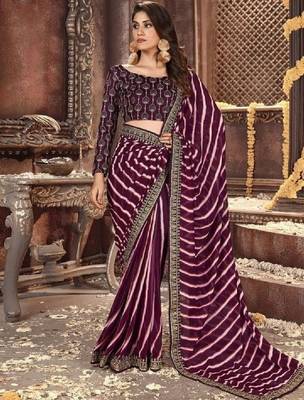 Leheriya zari pure georgette fusion leheriya saree 2