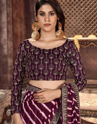 Leheriya zari pure georgette fusion leheriya saree 3