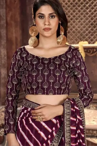 Leheriya zari pure georgette fusion leheriya saree