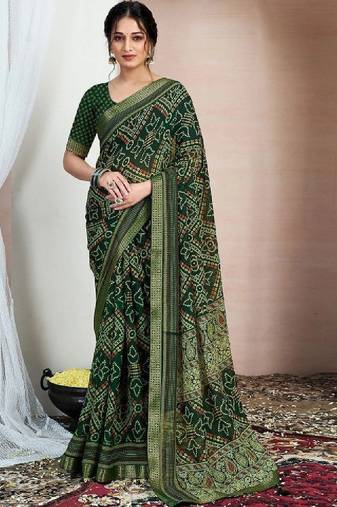 Bandhani pure chiffon fusion bandhani saree