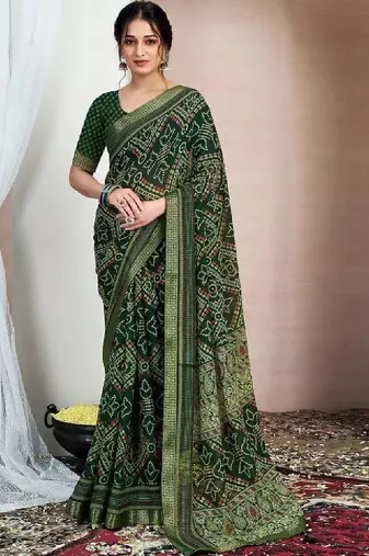 Bandhani pure chiffon fusion bandhani saree