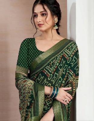 Bandhani pure chiffon fusion bandhani saree 2