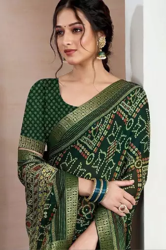 Bandhani pure chiffon fusion bandhani saree