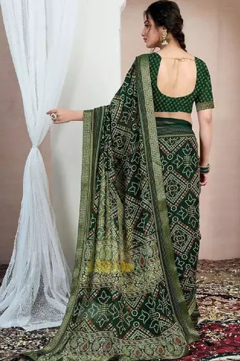 Bandhani pure chiffon fusion bandhani saree