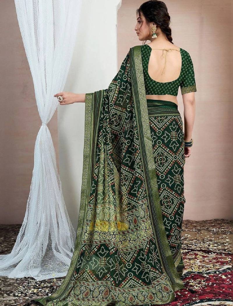 Bandhani pure chiffon fusion bandhani saree